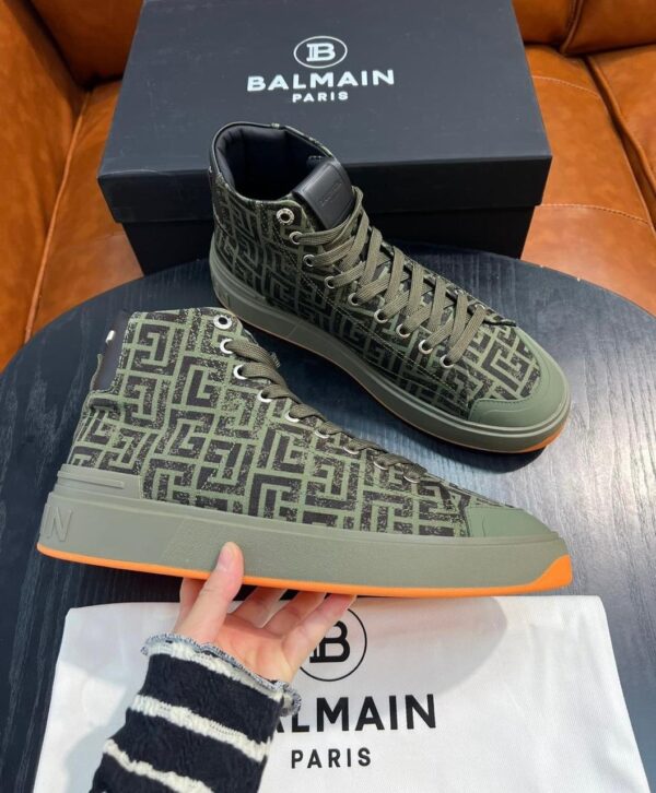 Balmain B-Court Monogram High Top Sneaker - Image 5