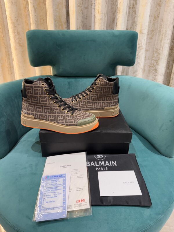 Balmain B-Court Monogram High Top Sneaker - Image 2